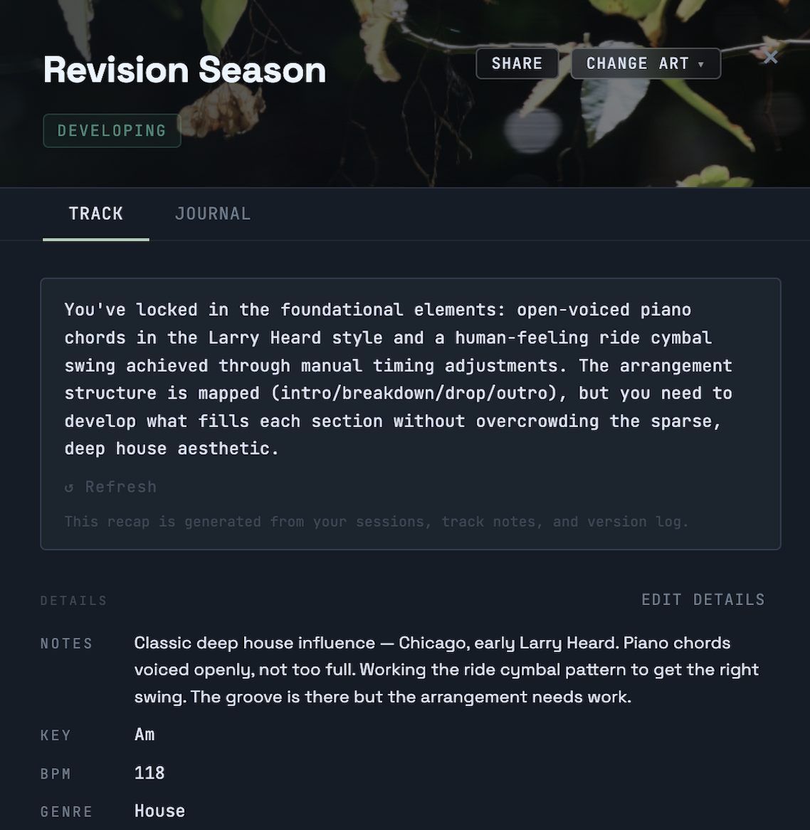 Tapelog AI recap showing a session summary